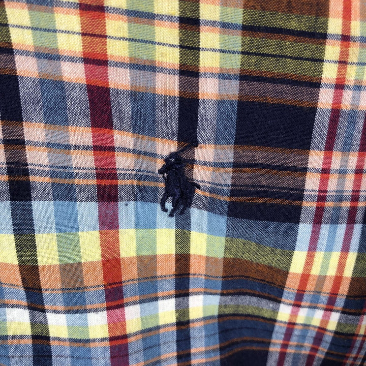 Ralph Lauren BLAKE Madras Check Short Sleeve Button Down Check Shirt Men's L size cotton red type Vintage Second Hand
