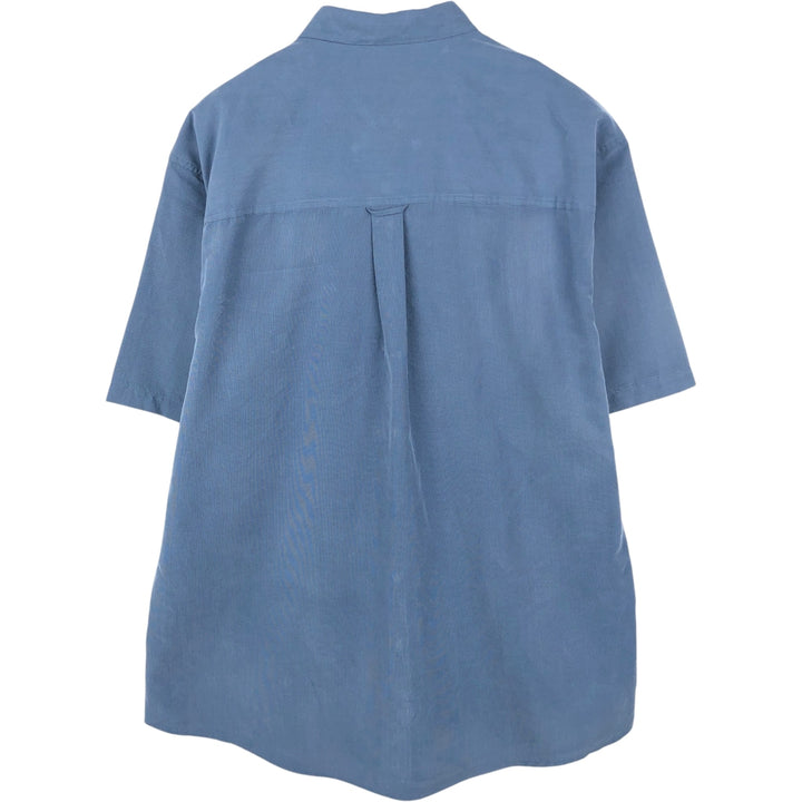 Ralph Lauren CHAPS Short-Sleeve Rayon/Polyester Shirt, Men's Size XL (approx.) Rayon Navy blue Vintage Second Hand