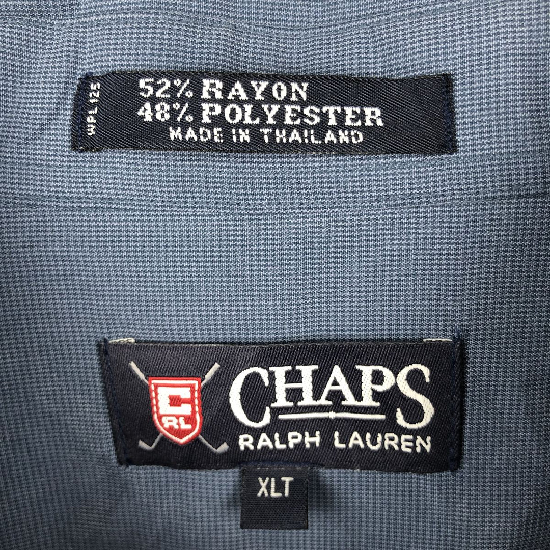 Ralph Lauren CHAPS Short-Sleeve Rayon/Polyester Shirt, Men's Size XL (approx.) Rayon Navy blue Vintage Second Hand