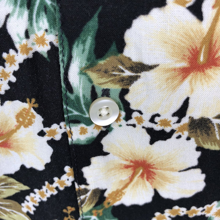 Ralph Lauren Denim & Supply All-over Hibiscus Pattern Open Collar Aloha Shirt, Boxy Shirt, Men's Size XL (approx.) Viscose black type Vintage Second Hand