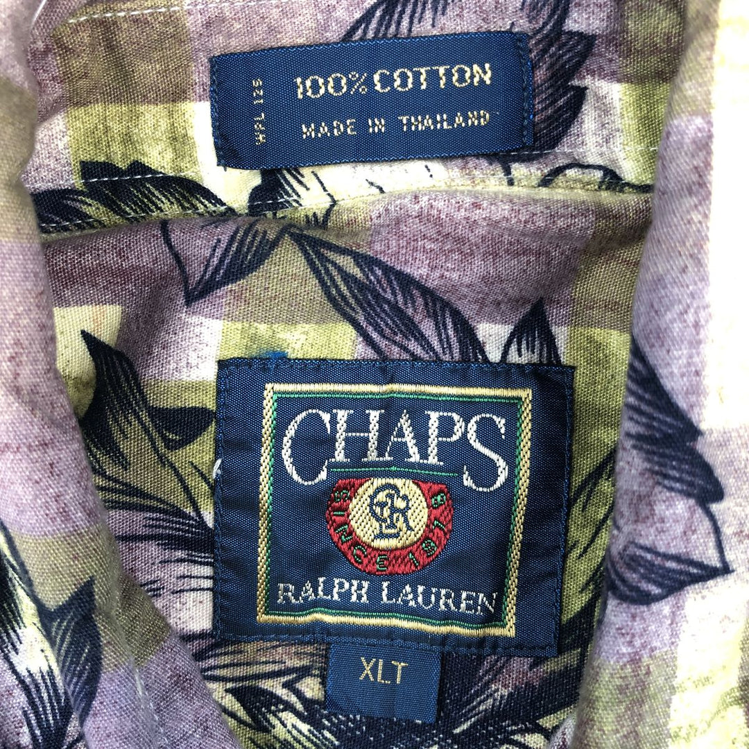 80'S Ralph Lauren Chaps, All-over Check Pattern Button-Down Hawaiian Aloha Shirt, Men's Size XL (Equivalent), Vintage cotton purple type Vintage Second Hand