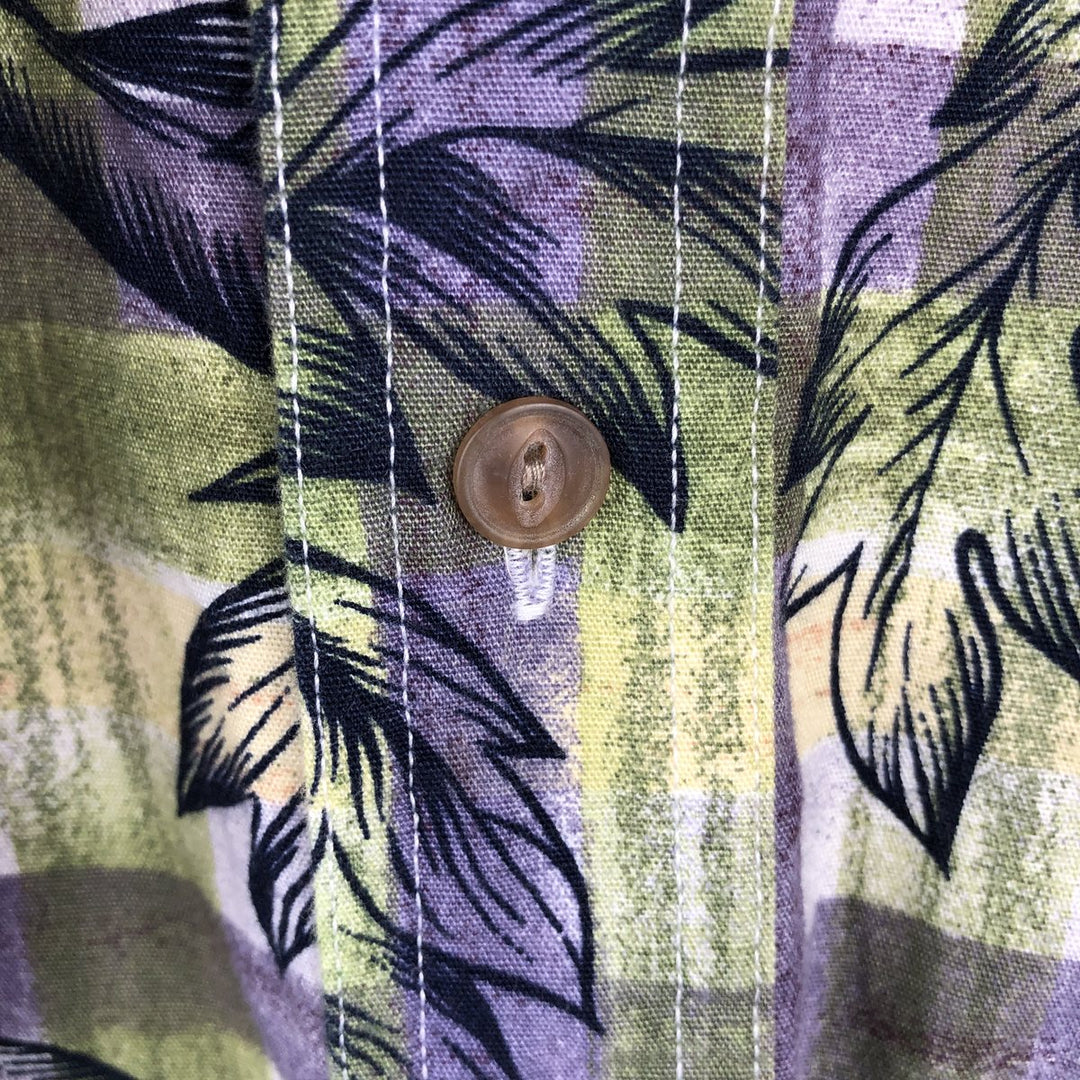 80'S Ralph Lauren Chaps, All-over Check Pattern Button-Down Hawaiian Aloha Shirt, Men's Size XL (Equivalent), Vintage cotton purple type Vintage Second Hand