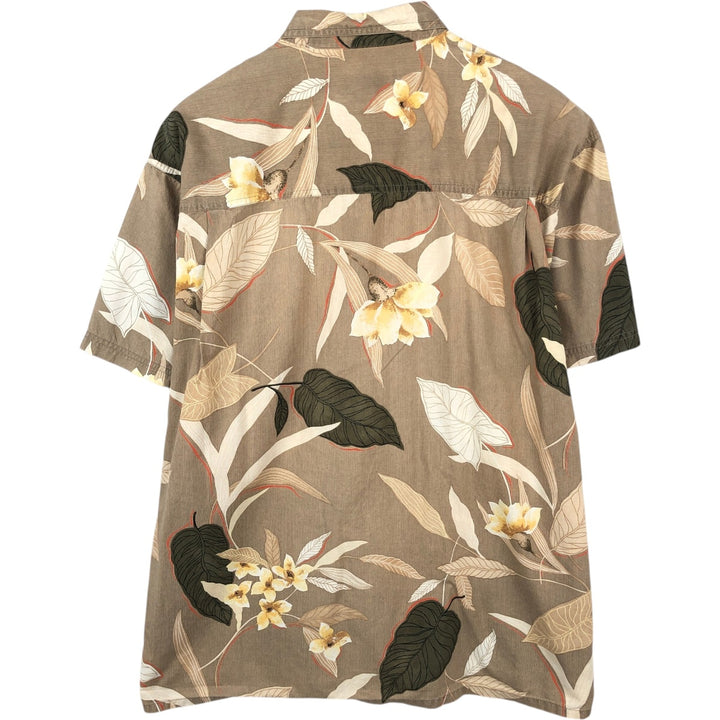 Ralph Lauren CHAPS all-over botanical pattern button-down Hawaiian Aloha shirt, boxy style, men's size XL equivalent. cotton beige type brown Vintage Second Hand