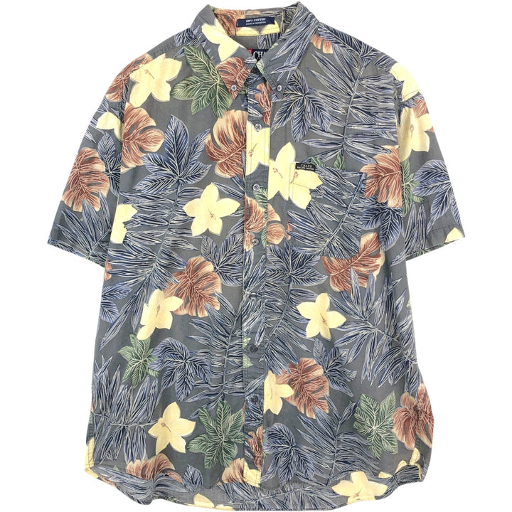 Ralph Lauren CHAPS all-over botanical pattern button-down Hawaiian Aloha shirt, men's size XL (approx.) cotton Charcoal Vintage Second Hand