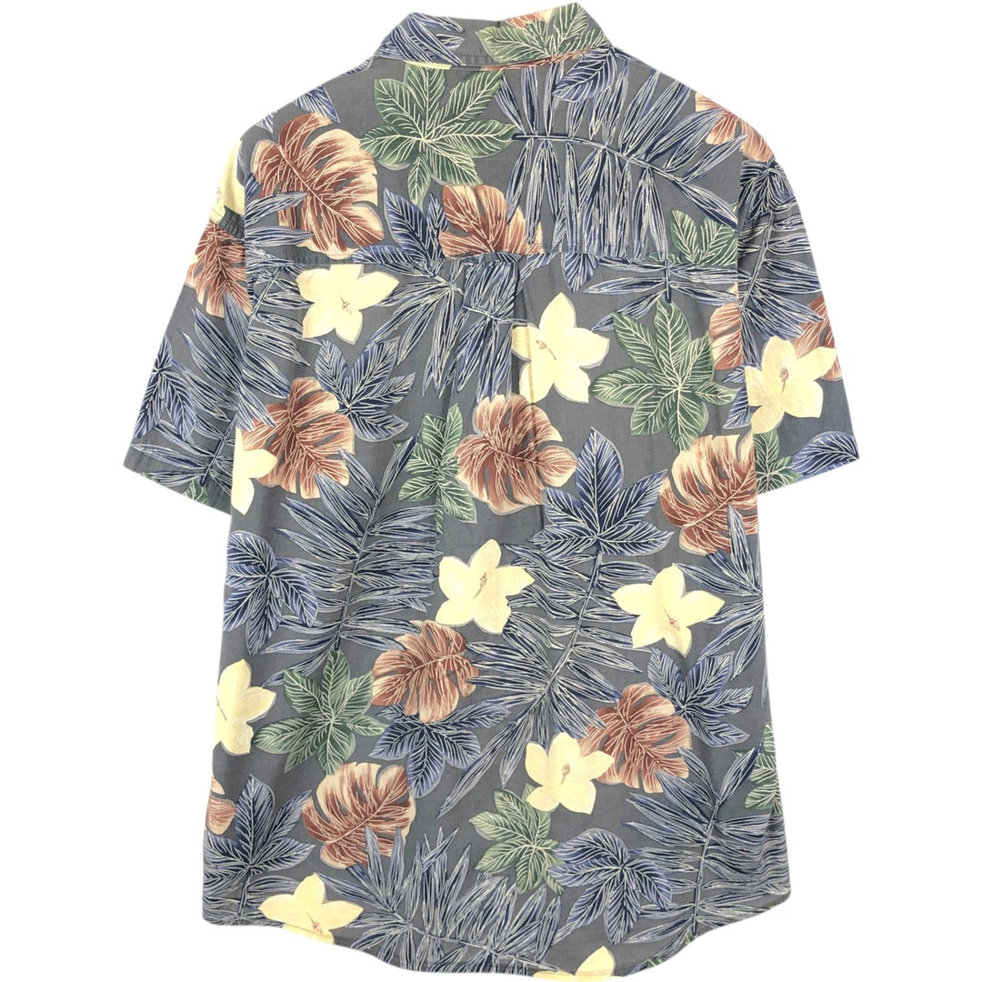 Ralph Lauren CHAPS all-over botanical pattern button-down Hawaiian Aloha shirt, men's size XL (approx.) cotton Charcoal Vintage Second Hand