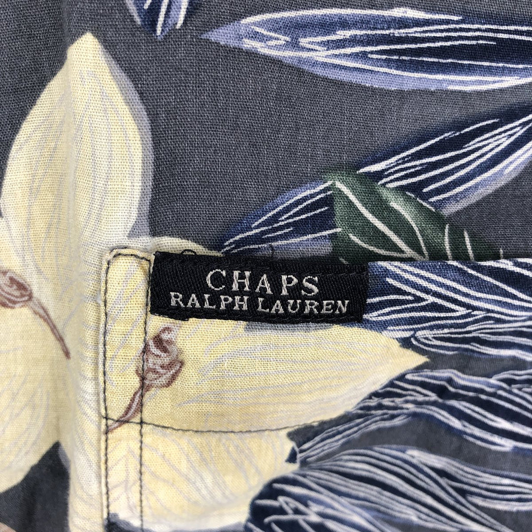 Ralph Lauren CHAPS all-over botanical pattern button-down Hawaiian Aloha shirt, men's size XL (approx.) cotton Charcoal Vintage Second Hand