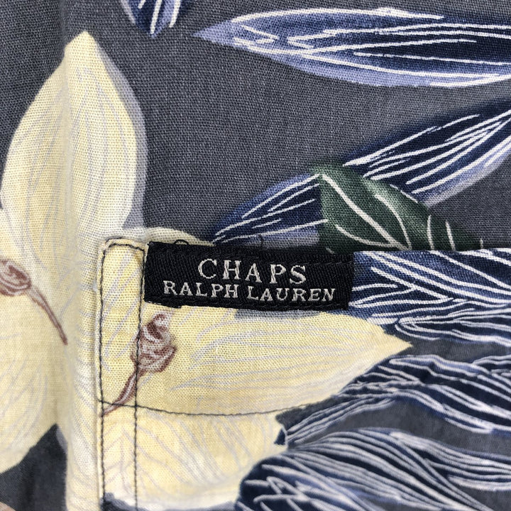 Ralph Lauren CHAPS all-over botanical pattern button-down Hawaiian Aloha shirt, men's size XL (approx.) cotton Charcoal Vintage Second Hand