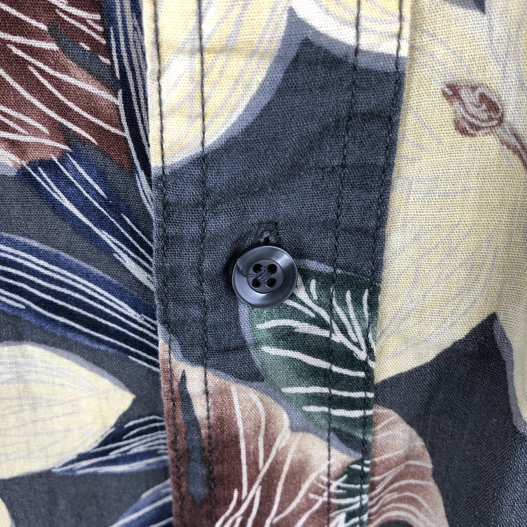 Ralph Lauren CHAPS all-over botanical pattern button-down Hawaiian Aloha shirt, men's size XL (approx.) cotton Charcoal Vintage Second Hand