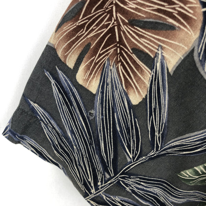 Ralph Lauren CHAPS all-over botanical pattern button-down Hawaiian Aloha shirt, men's size XL (approx.) cotton Charcoal Vintage Second Hand