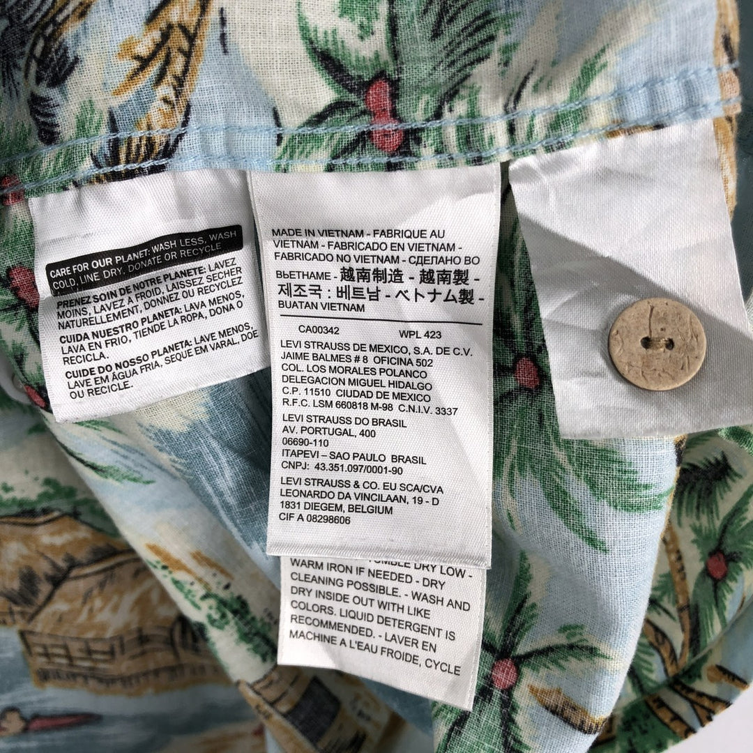 Levi's all-over print open-collar Hawaiian Aloha shirt, boxy fit, men's size L (approx.) linen Blue type light blue Vintage Second Hand
