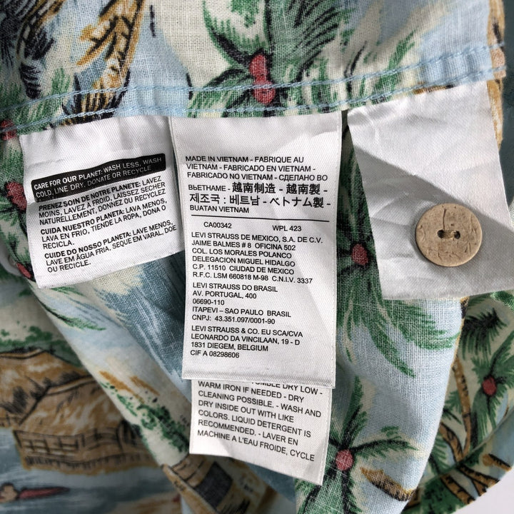 Levi's all-over print open-collar Hawaiian Aloha shirt, boxy fit, men's size L (approx.) linen Blue type light blue Vintage Second Hand