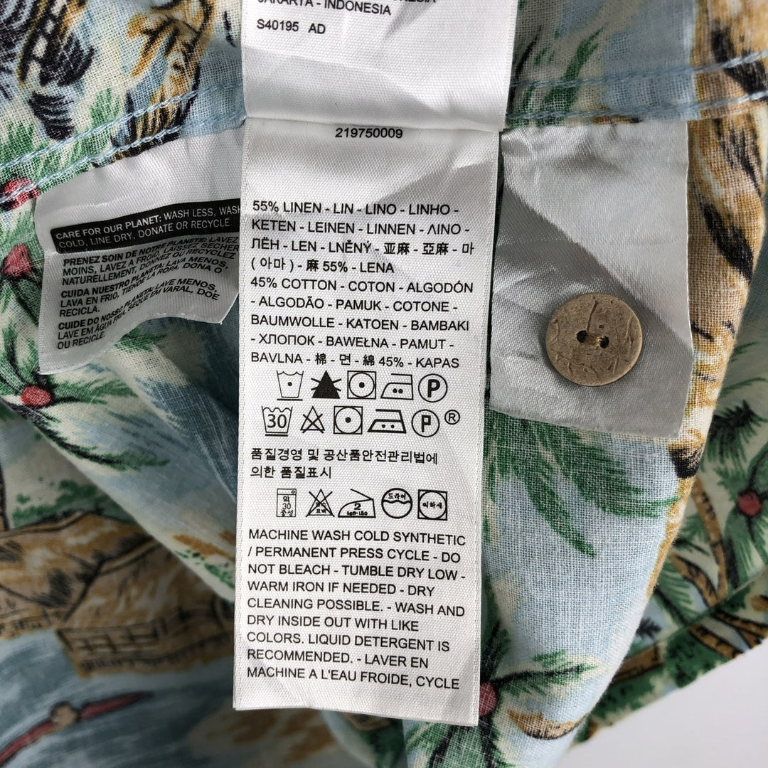 Levi's all-over print open-collar Hawaiian Aloha shirt, boxy fit, men's size L (approx.) linen Blue type light blue Vintage Second Hand
