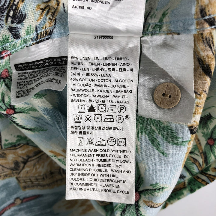 Levi's all-over print open-collar Hawaiian Aloha shirt, boxy fit, men's size L (approx.) linen Blue type light blue Vintage Second Hand