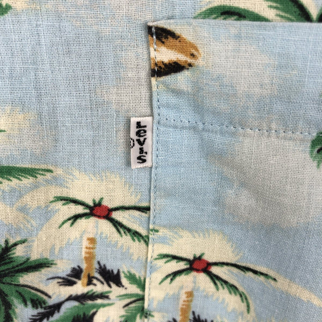 Levi's all-over print open-collar Hawaiian Aloha shirt, boxy fit, men's size L (approx.) linen Blue type light blue Vintage Second Hand