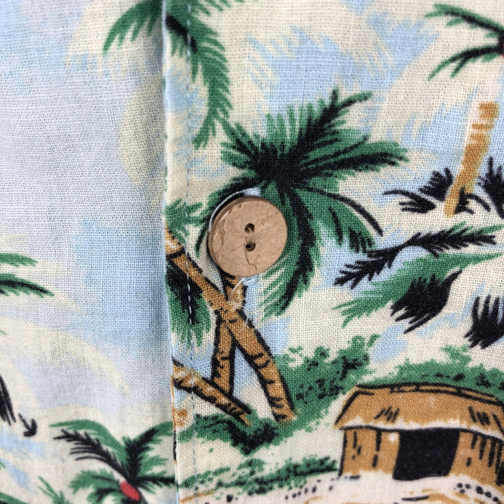 Levi's all-over print open-collar Hawaiian Aloha shirt, boxy fit, men's size L (approx.) linen Blue type light blue Vintage Second Hand