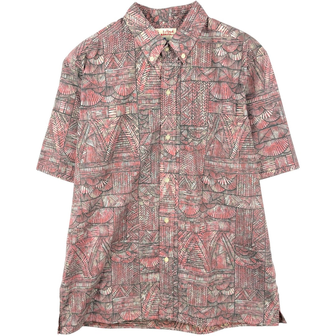 Reyn Spooner Alfred Shaheen all-over print button-down Hawaiian Aloha shirt, boxy style, men's size L. polyester red type Vintage Second Hand