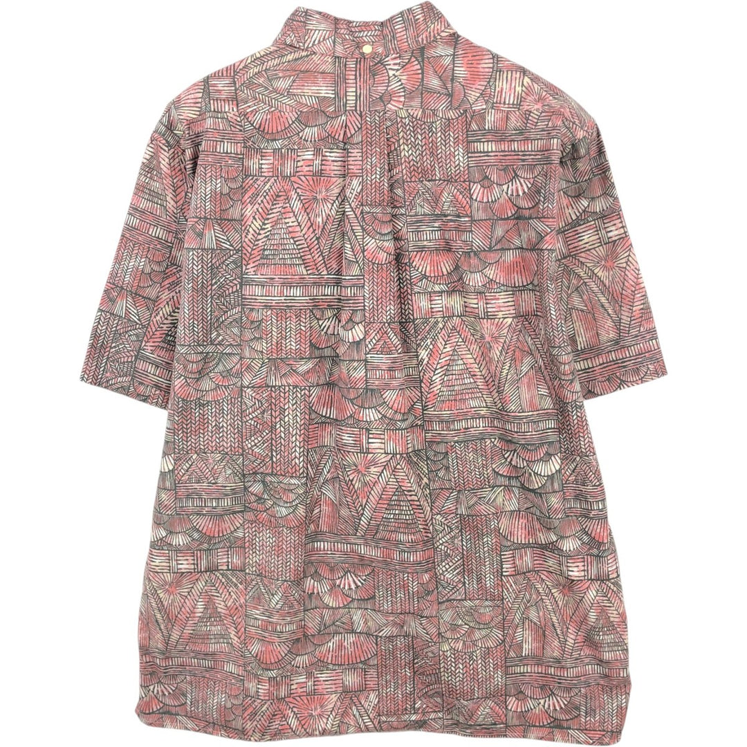 Reyn Spooner Alfred Shaheen all-over print button-down Hawaiian Aloha shirt, boxy style, men's size L. polyester red type Vintage Second Hand