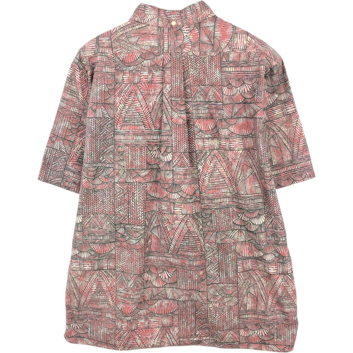 Reyn Spooner Alfred Shaheen all-over print button-down Hawaiian Aloha shirt, boxy style, men's size L. polyester red type Vintage Second Hand