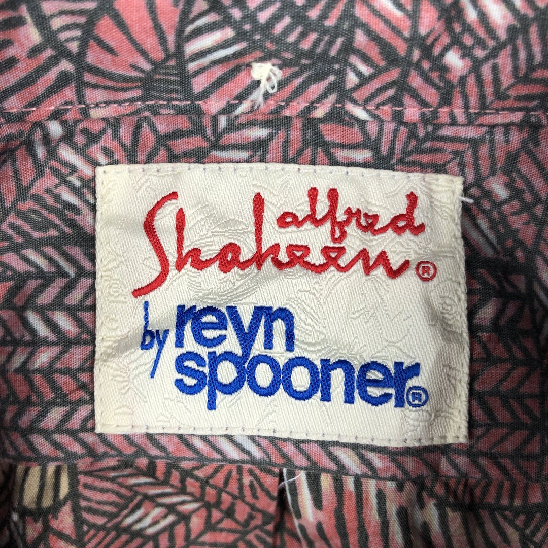 Reyn Spooner Alfred Shaheen all-over print button-down Hawaiian Aloha shirt, boxy style, men's size L. polyester red type Vintage Second Hand