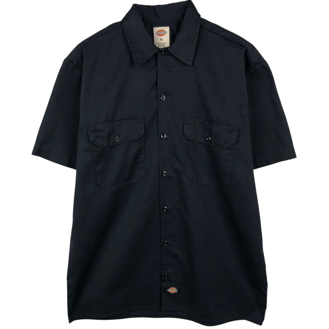 Dickies Short Sleeve Work Shirt Box Shirt Men's M Size polyester black type Vintage Second Hand