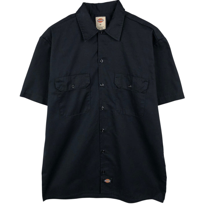 Dickies Short Sleeve Work Shirt Box Shirt Men's M Size polyester black type Vintage Second Hand