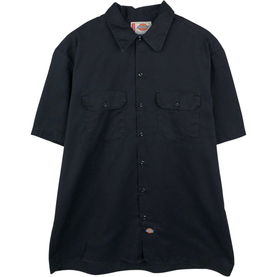 Dickies short-sleeved work shirt, men's size XL. polyester black type Vintage Second Hand