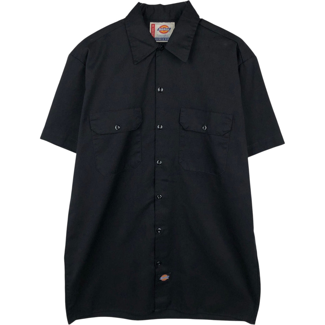 Dickies Short Sleeve Work Shirt Box Shirt Men's M Size polyester black type Vintage Second Hand