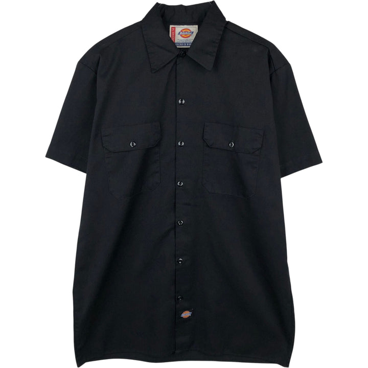 Dickies Short Sleeve Work Shirt Box Shirt Men's M Size polyester black type Vintage Second Hand