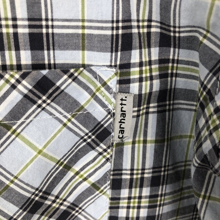 Carhartt Check Pattern Short Sleeve Work Shirt, Men's XL cotton Blue type light blue Vintage Second Hand