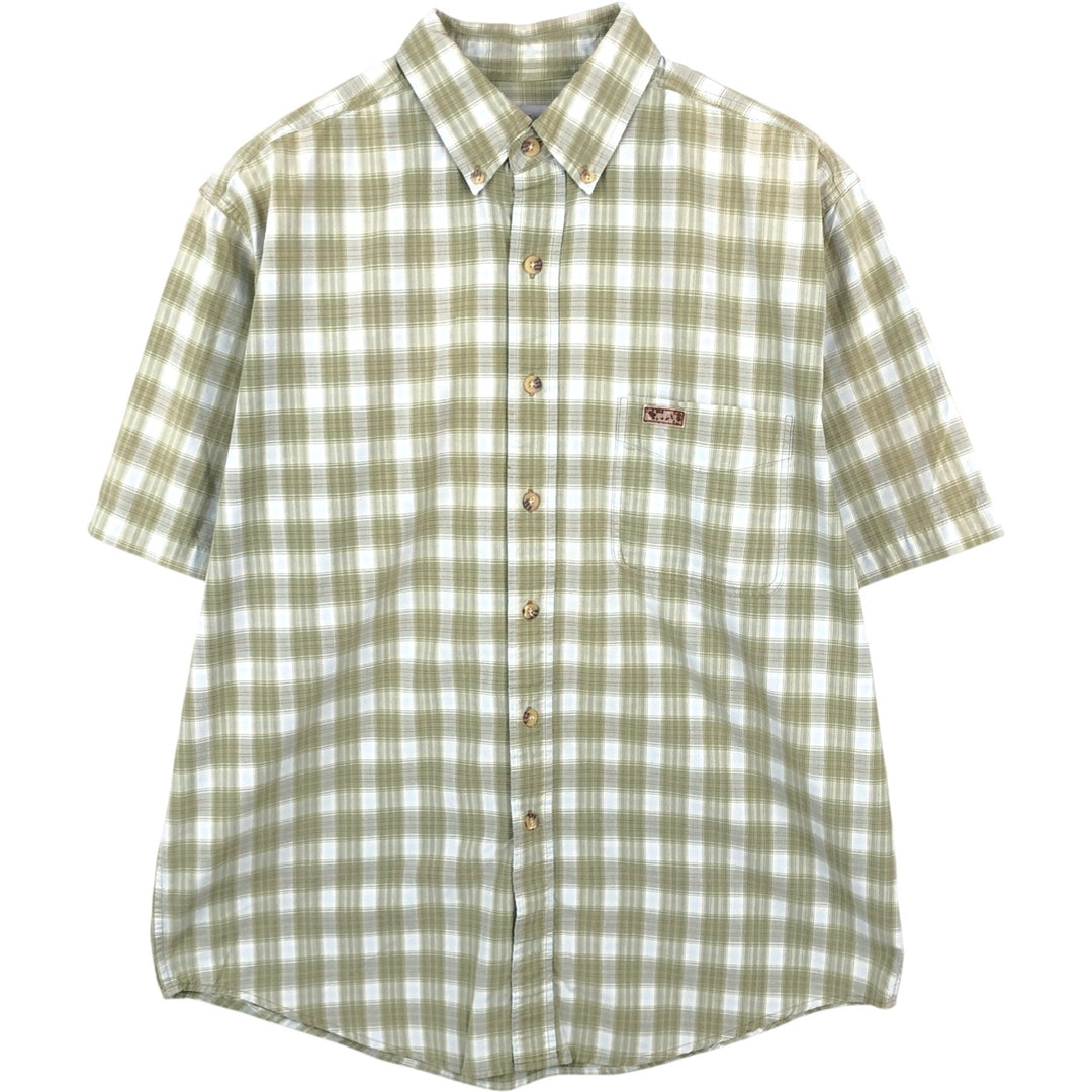 Carhartt Check Pattern Short Sleeve Work Shirt, Men's M cotton Khaki type Vintage Second Hand