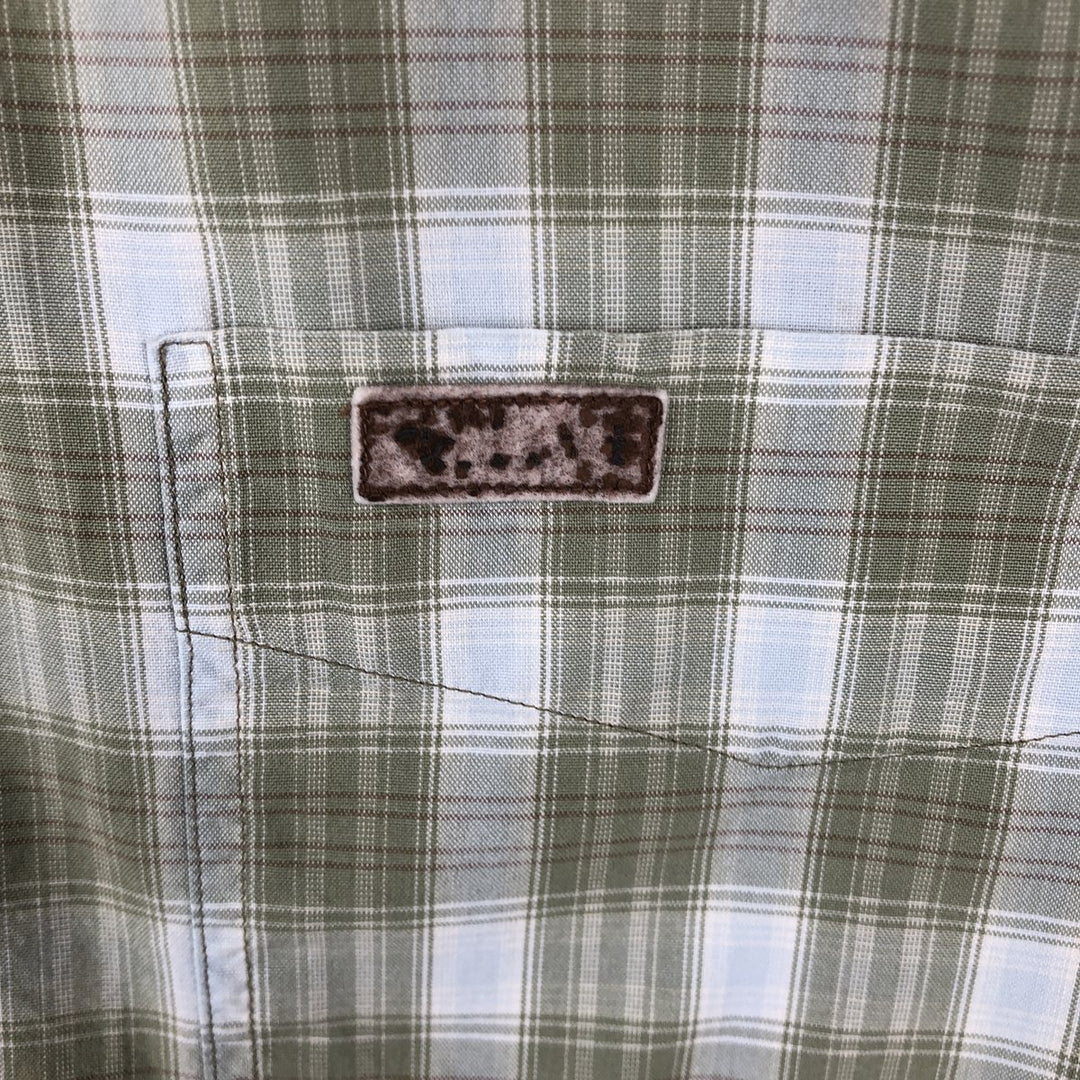 Carhartt Check Pattern Short Sleeve Work Shirt, Men's M cotton Khaki type Vintage Second Hand