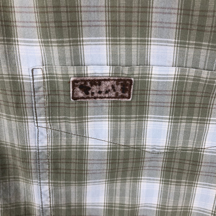 Carhartt Check Pattern Short Sleeve Work Shirt, Men's M cotton Khaki type Vintage Second Hand