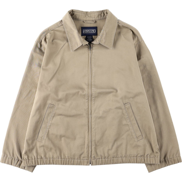 80s-90'S Lands' End Swing Top Sport Jacket, Women's Size L (approx.), Vintage cotton Beige type Vintage Second Hand