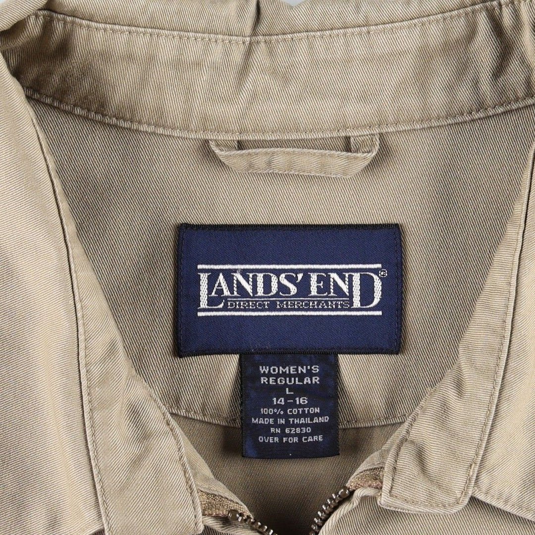80s-90'S Lands' End Swing Top Sport Jacket, Women's Size L (approx.), Vintage cotton Beige type Vintage Second Hand