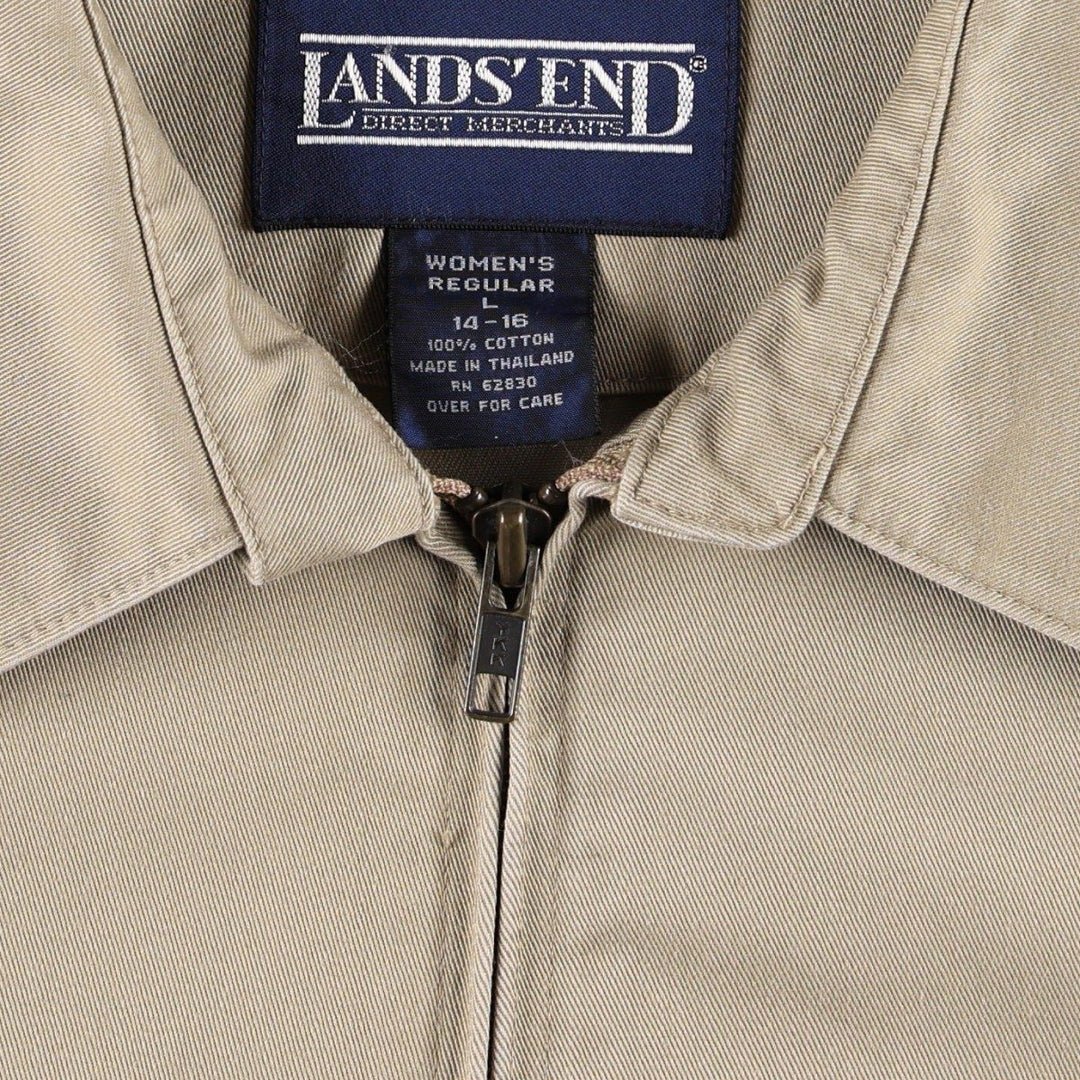80s-90'S Lands' End Swing Top Sport Jacket, Women's Size L (approx.), Vintage cotton Beige type Vintage Second Hand