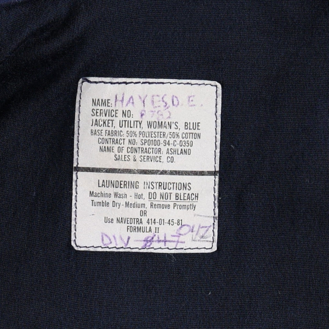 1990'S US Military Utility Jacket, Women's Size XL (Equivalent), Vintage polyester navy blue type Vintage Second Hand