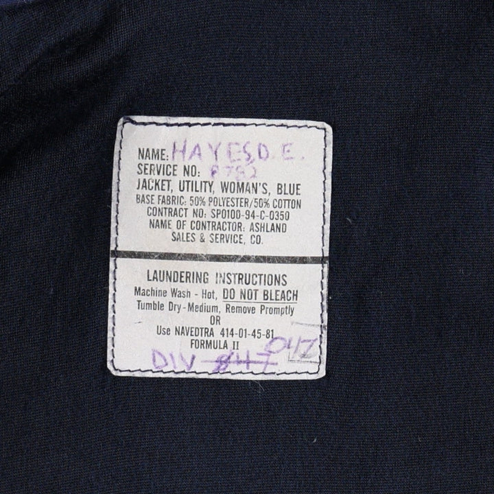 1990'S US Military Utility Jacket, Women's Size XL (Equivalent), Vintage polyester navy blue type Vintage Second Hand