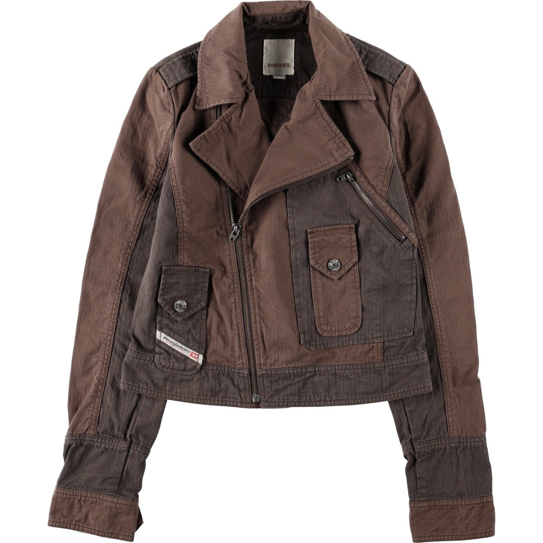 Diesel DIESEL Stripe Pattern Cotton Jacket, Rider Jacket, Women's Size S (approx.) cotton brown type Vintage Second Hand