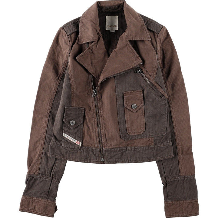 Diesel DIESEL Stripe Pattern Cotton Jacket, Rider Jacket, Women's Size S (approx.) cotton brown type Vintage Second Hand