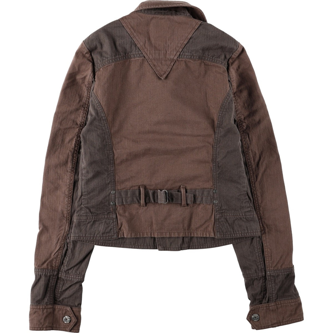 Diesel DIESEL Stripe Pattern Cotton Jacket, Rider Jacket, Women's Size S (approx.) cotton brown type Vintage Second Hand