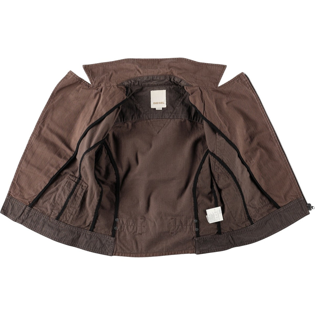 Diesel DIESEL Stripe Pattern Cotton Jacket, Rider Jacket, Women's Size S (approx.) cotton brown type Vintage Second Hand