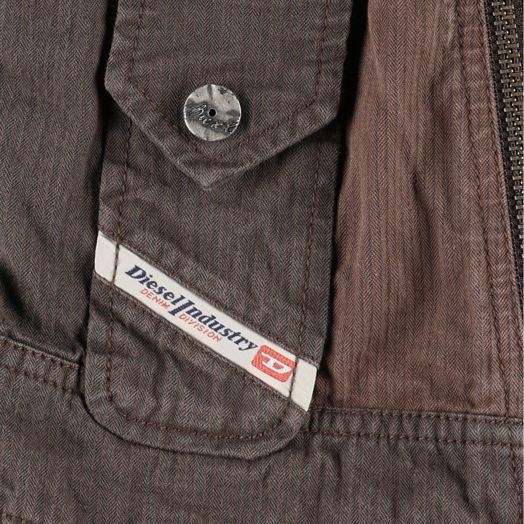 Diesel DIESEL Stripe Pattern Cotton Jacket, Rider Jacket, Women's Size S (approx.) cotton brown type Vintage Second Hand