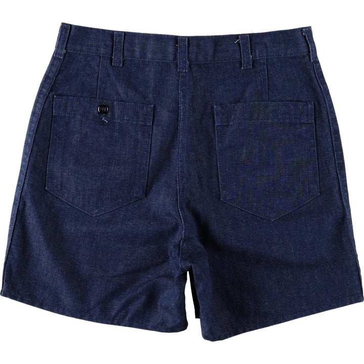 Authentic US military issue, 70s-80'S Navdungaree US Navy denim shorts, made in the USA, women's size L (equivalent to W30). cotton navy blue type Vintage Second Hand