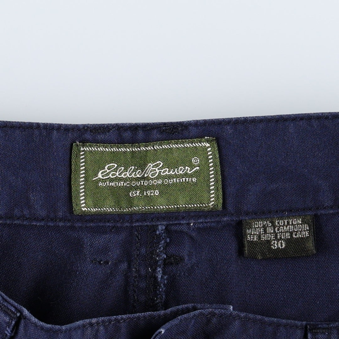 Eddie Bauer Bush Shorts Cargo Shorts Women's L (equivalent to W30) cotton navy blue type Vintage Second Hand