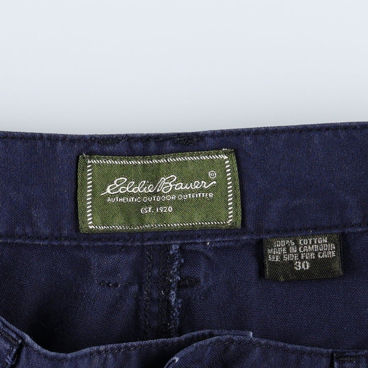 Eddie Bauer Bush Shorts Cargo Shorts Women's L (equivalent to W30) cotton navy blue type Vintage Second Hand