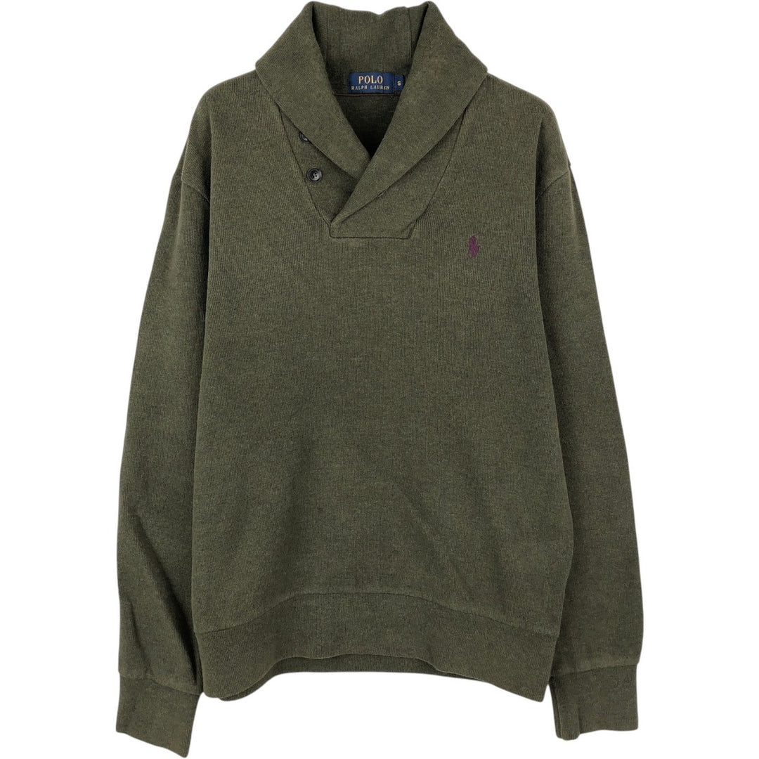 Ralph Lauren POLO RALPH LAUREN Shawl Collar Sweatshirt (Men's Size S) cotton Khaki type sage green Vintage Second Hand