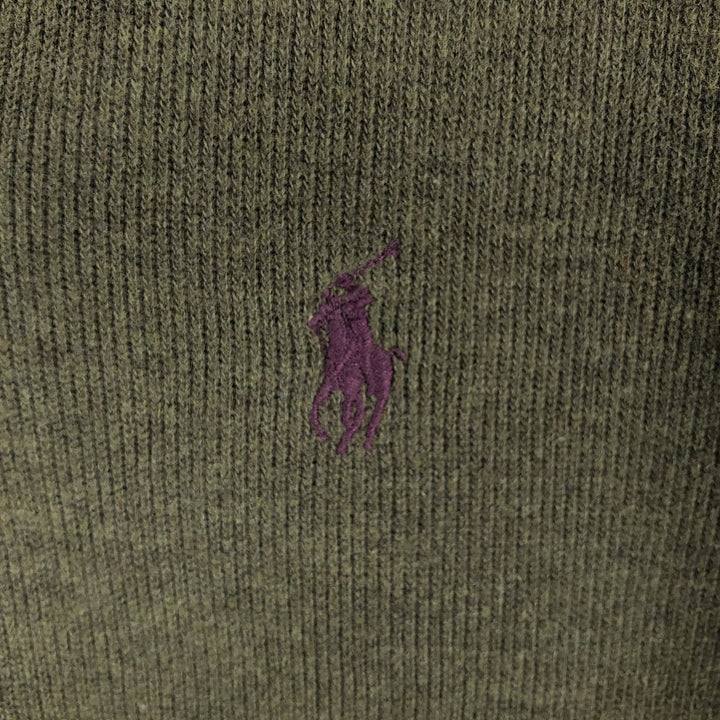 Ralph Lauren POLO RALPH LAUREN Shawl Collar Sweatshirt (Men's Size S) cotton Khaki type sage green Vintage Second Hand