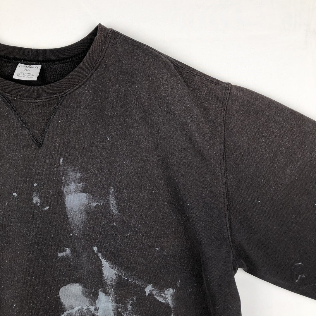 Carhartt Painted One-Point Logo Sweatshirt, Men's XL cotton black type Vintage Second Hand