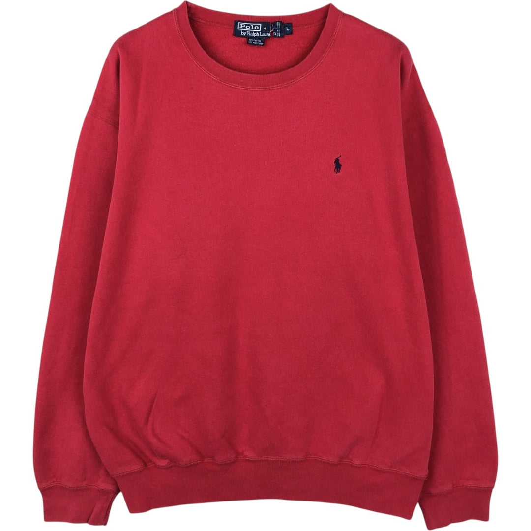 Ralph Lauren POLO by Ralph Lauren One Point Logo Sweatshirt Trainer Men's L size cotton red type Vintage Second Hand
