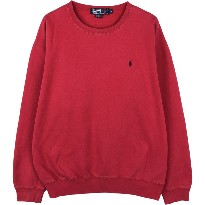Ralph Lauren POLO by Ralph Lauren One Point Logo Sweatshirt Trainer Men's L size cotton red type Vintage Second Hand